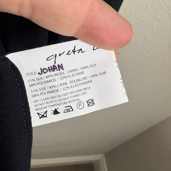 Greta Constantine Size XXL Square Neck Sheath Dress Black Silk Wool Long Sleeves - Picture 5 of 10